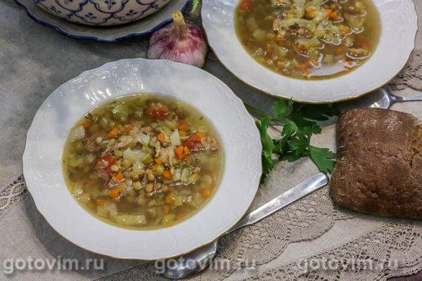 Мясной суп минестроне с чечевицей Мясной суп минестроне с чечевицей