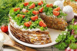 Печеночный торт с морковью