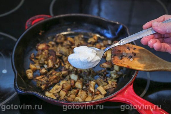 Пирог-плетенка с белыми грибами в сметане с яйцом