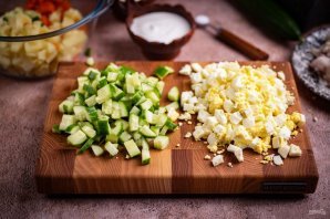 Салат "Оливье" с рыбой