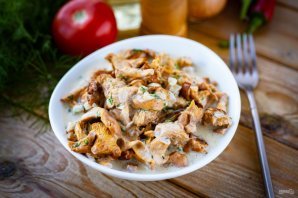 Лисички со сливками