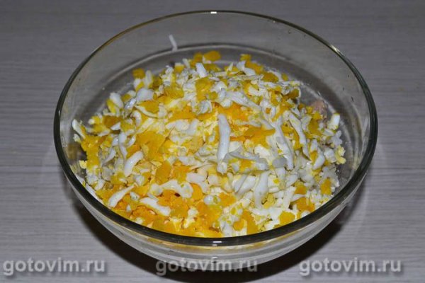 Салат из печени налима с рисом и яйцом Салат из печени налима с рисом и яйцом