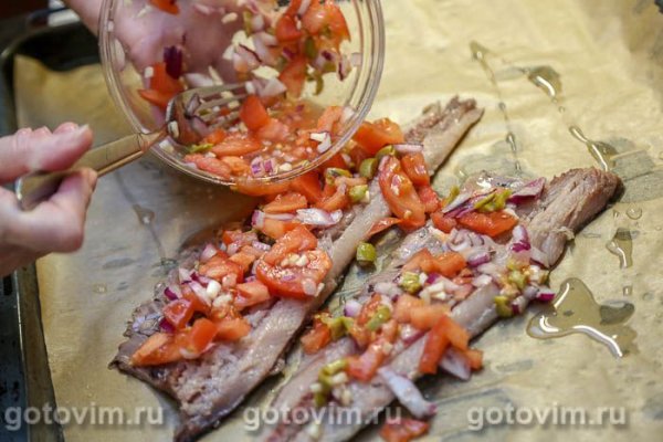 Филе сельди с сальсой, запеченное в духовке Филе сельди с сальсой, запеченное в духовке