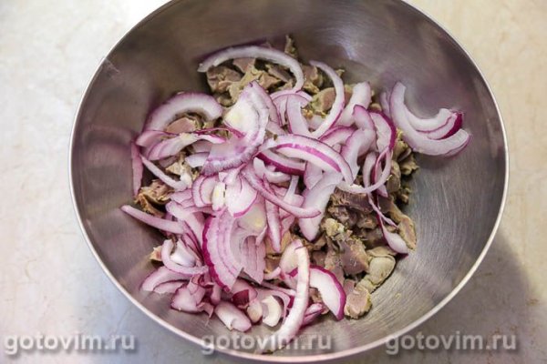 Немецкий картофельный салат с куриными желудками
