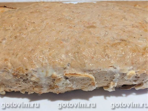 Мясной хлеб из вареного филе курицы и свинины
