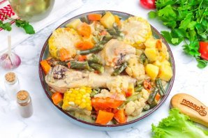 Курица в кефире с овощами