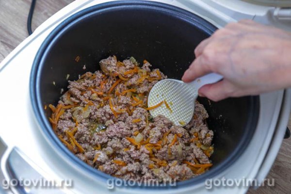 Гречка с фаршем в мультиварке
