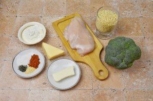 Птитим с курицей и брокколи Птитим с курицей и брокколи