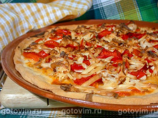 Пицца с курицей и маринованным перцем Пицца с курицей и маринованным перцем