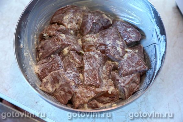 Шашлык из печени с салом