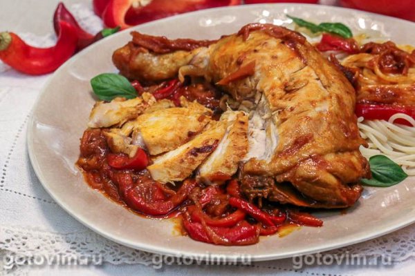 Куриные окорочка с перцем и томатами Куриные окорочка с перцем и томатами