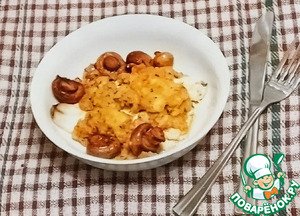 Paрэбит с морским окунем и грибами