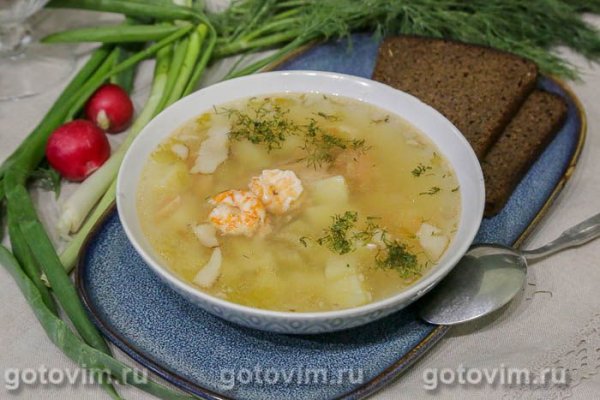 Рыбный суп с креветками и беконом в мультиварке Рыбный суп с креветками и беконом в мультиварке