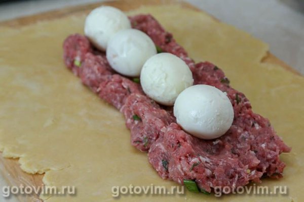 Мясной рулет с яйцом в тесте Мясной рулет с яйцом в тесте