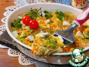 Рыбная запеканка с кабачком под соусом