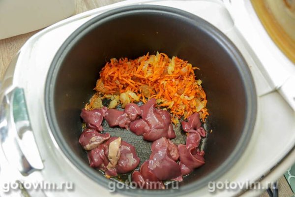 Плов с куриной печенью в мультиварке Плов с куриной печенью в мультиварке